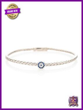 Sterling Silver 925 CZ Evil Eye Bangle Bracelet Protection Judaica